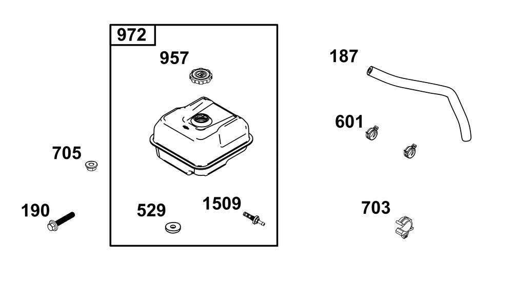 Fuel Supply Goup Diagram and Parts List for 19N132-0237-H1 100000 - 19Z999 Briggs and Stratton Engine